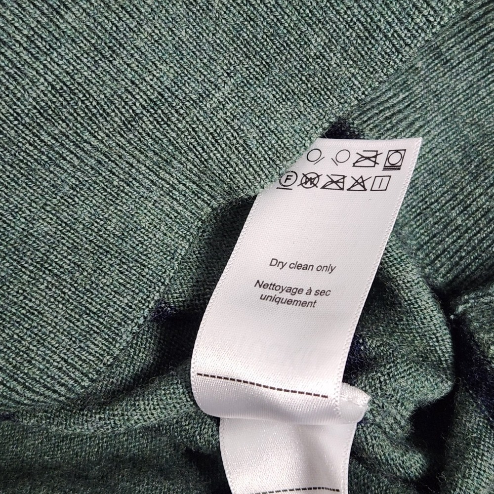 UNTUCKit Wool Sweater Men L Green Extrafine Merino Belguardo Stripe Runs Small - Picture 7 of 7